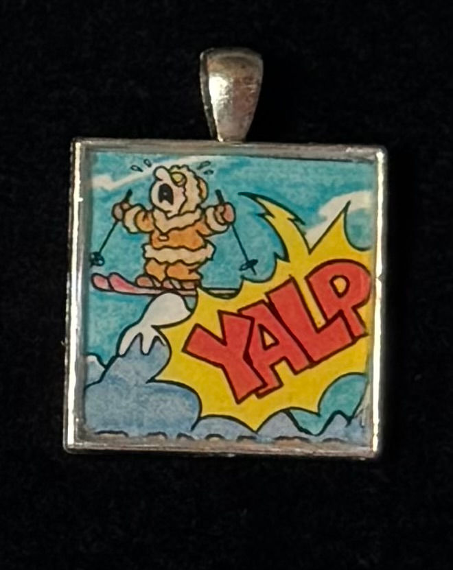 Vintage Cracker Jack The Yalps Alps Skiing Charm Necklace