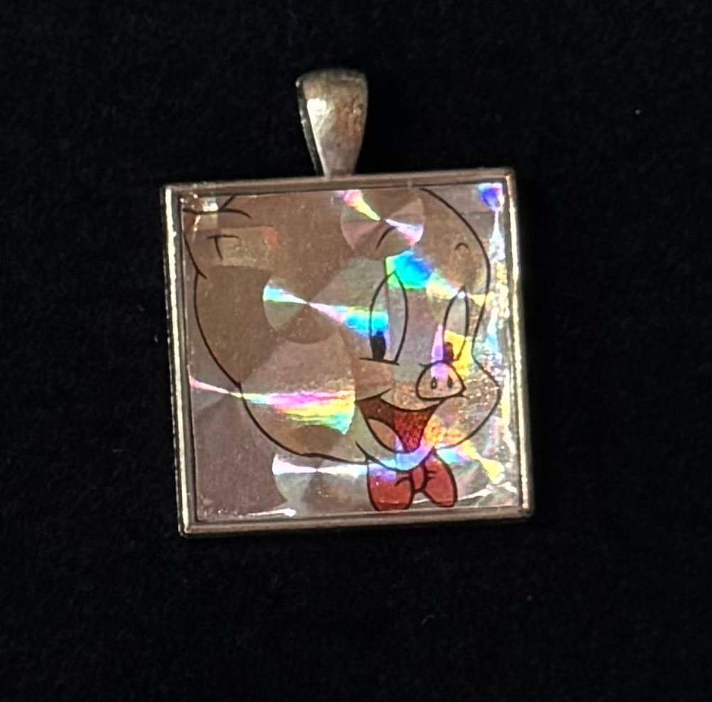 Vintage Cracker Jack Porky Pig Charm Necklace