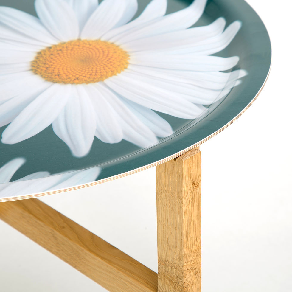 Miniature : Piètement pliable pour plateau 49 cm - Chêne massif vernis