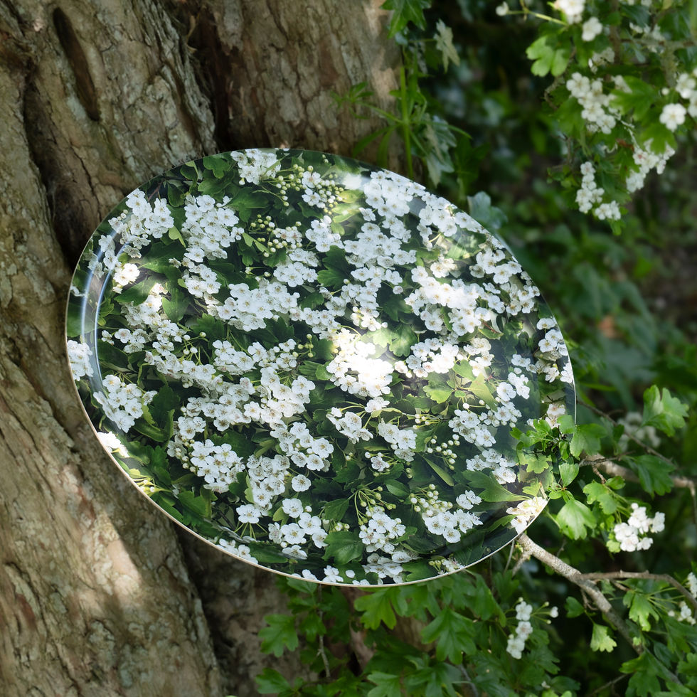 Miniature : Plateau rond de service design - Fleurs de printemps 38 cm