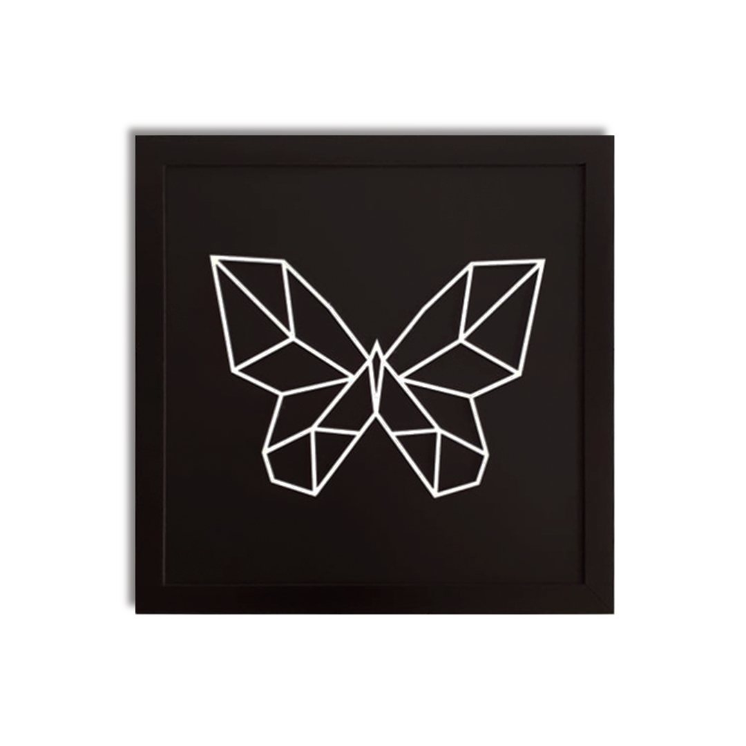 MARIPOSA GEO NEGRO 25x25 cuadro a relieve