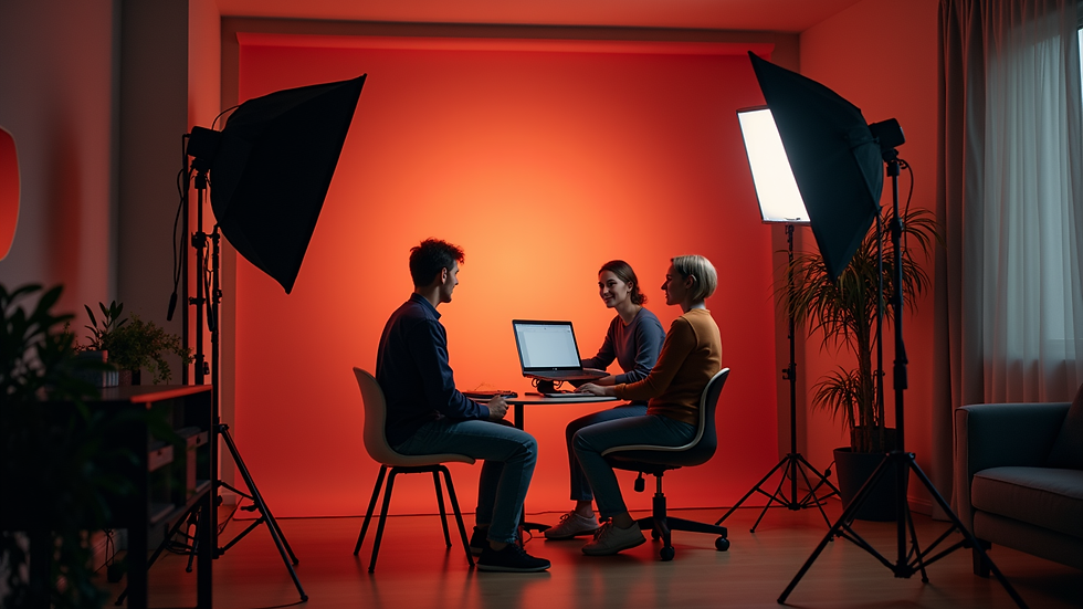 Eye-level view of a well-lit home studio setup for self-taping auditions