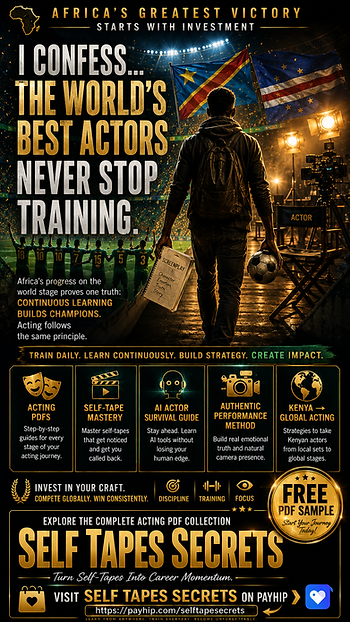 Discover acting PDFs that help actors master authentic performances, self-tapes, and auditions. Get a free PDF sample and grow your acting career worldwide. Explore the Payhip shop today.