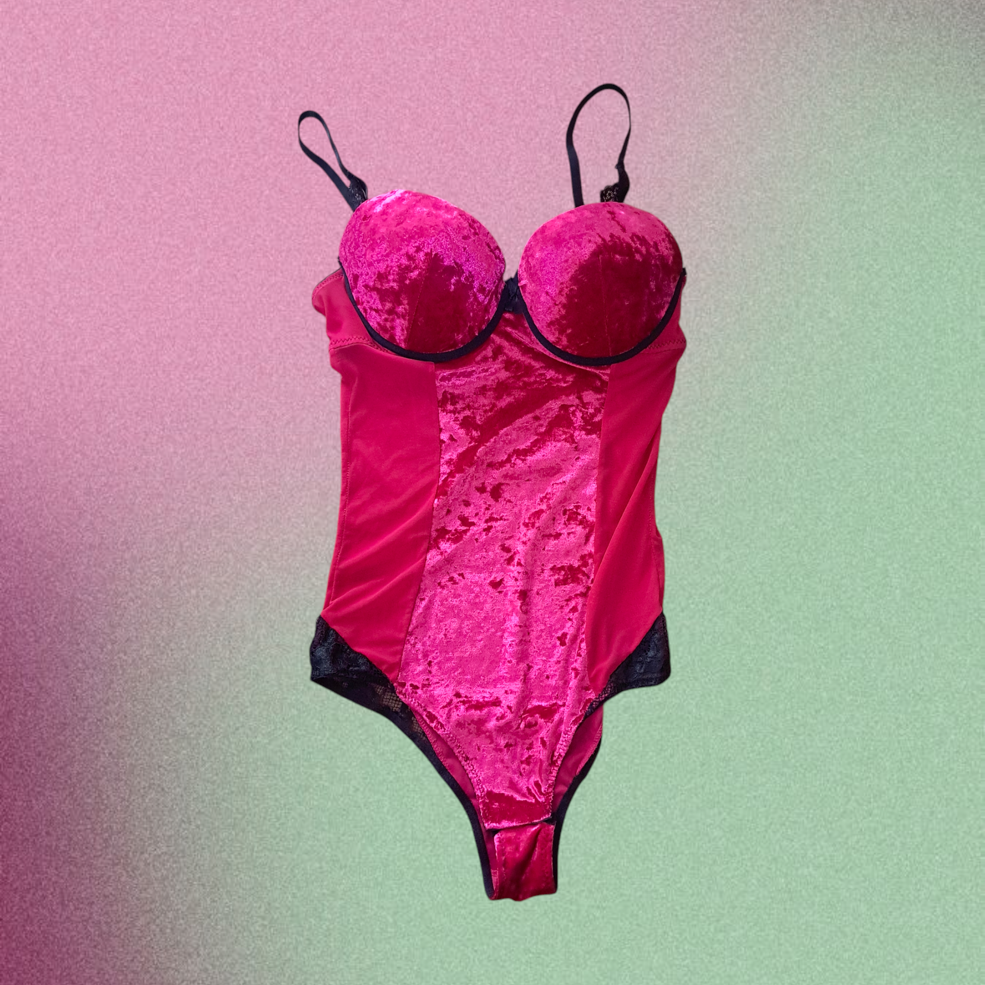 Hot Pink Velvet Bodysuit