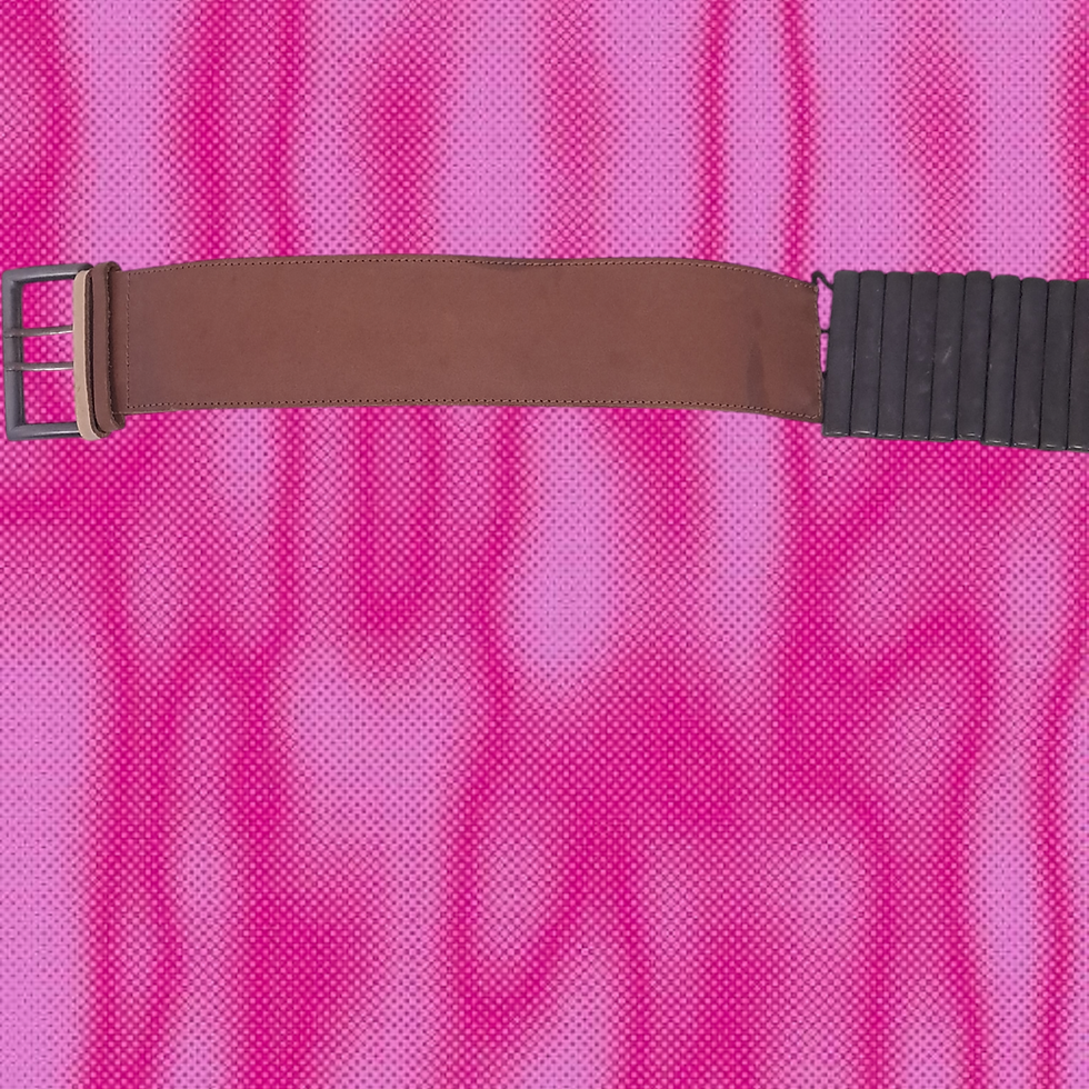 Thumbnail: Wide Leather Belt w Metallic Bars