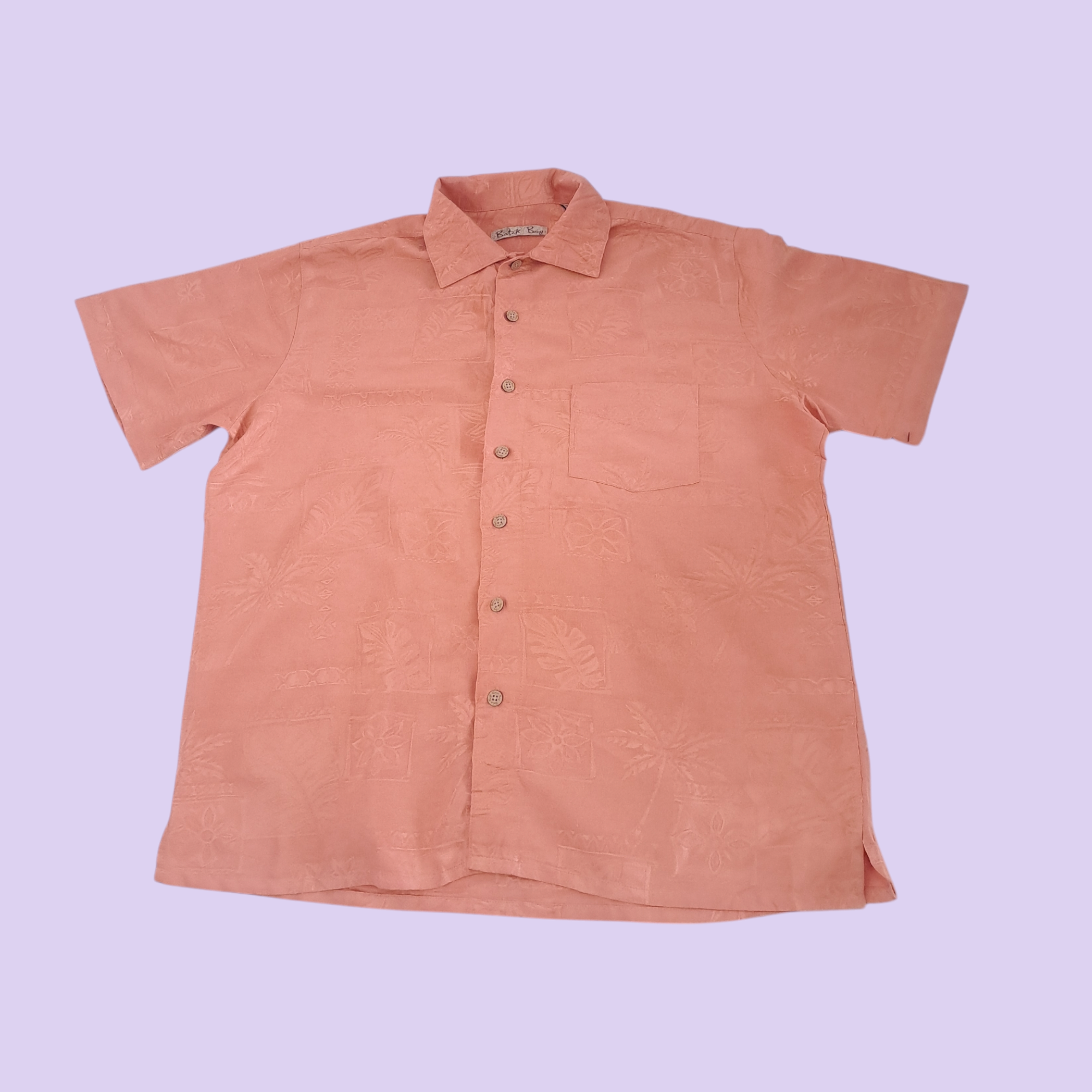 Salmon Hawaiian Print Shirt