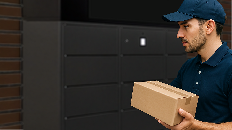 Parcel delivery man delivering to a MT17