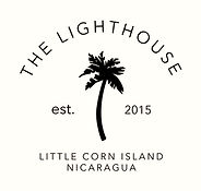 The Lighthouse Retreat tropical island logo overlooking the Caribbean Sea
