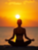 A tranquil yoga pose silhouette against a golden sunrise over the ocean..png