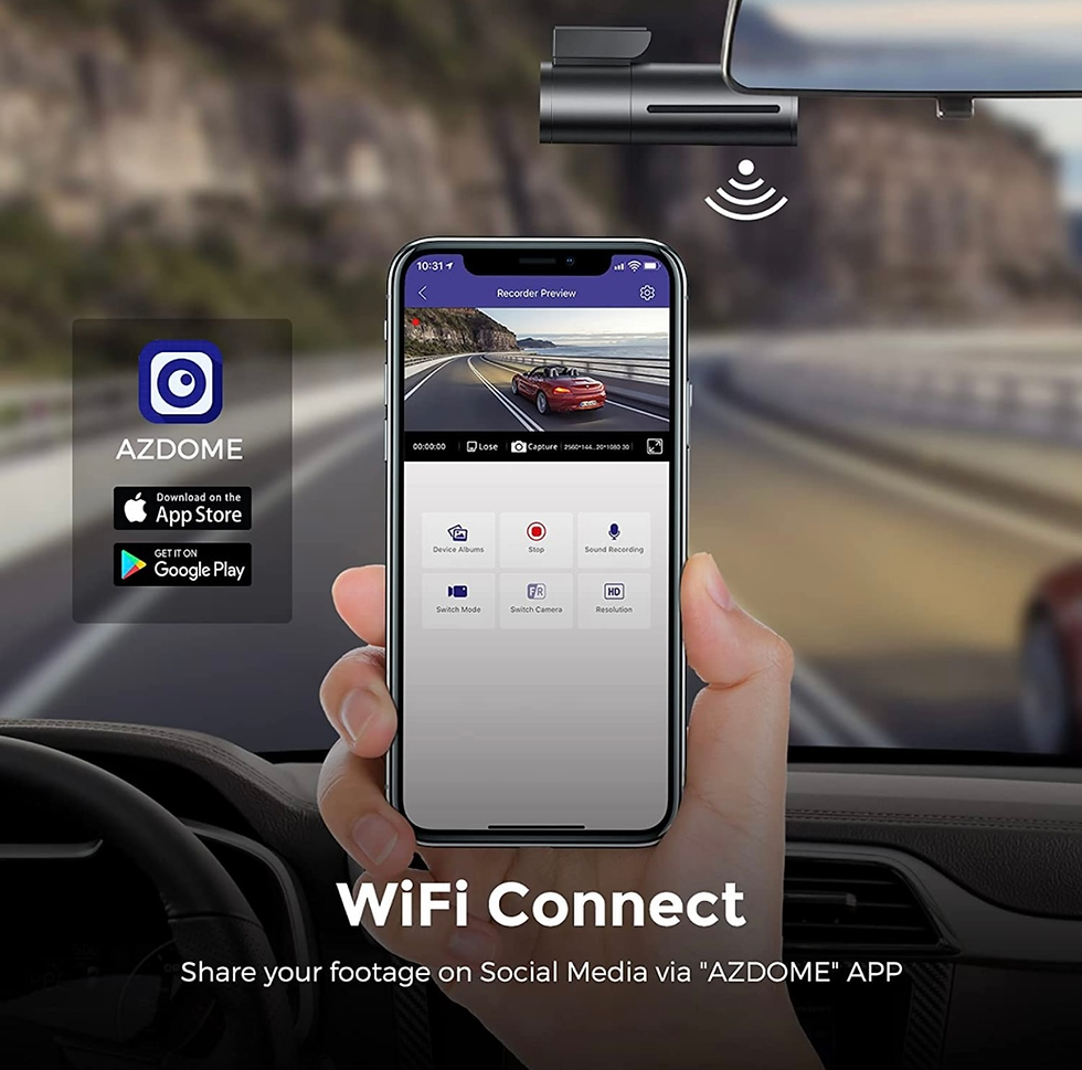 Thumbnail: AZDOME 4K Dash Cam Front and Rear, Built in WiFi GPS Dual Dashcam for Car, Voice