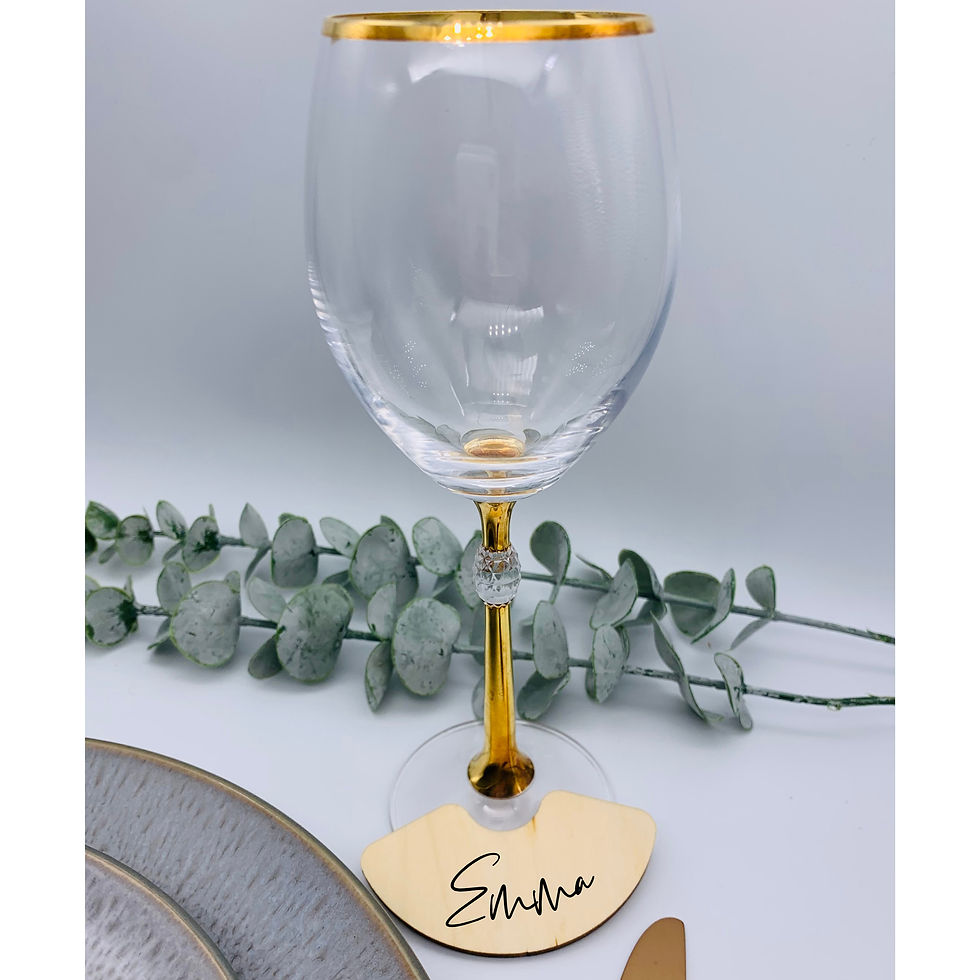 Thumbnail: Wine glass place cards, wooden place names for wedding, custom place cards, wedd