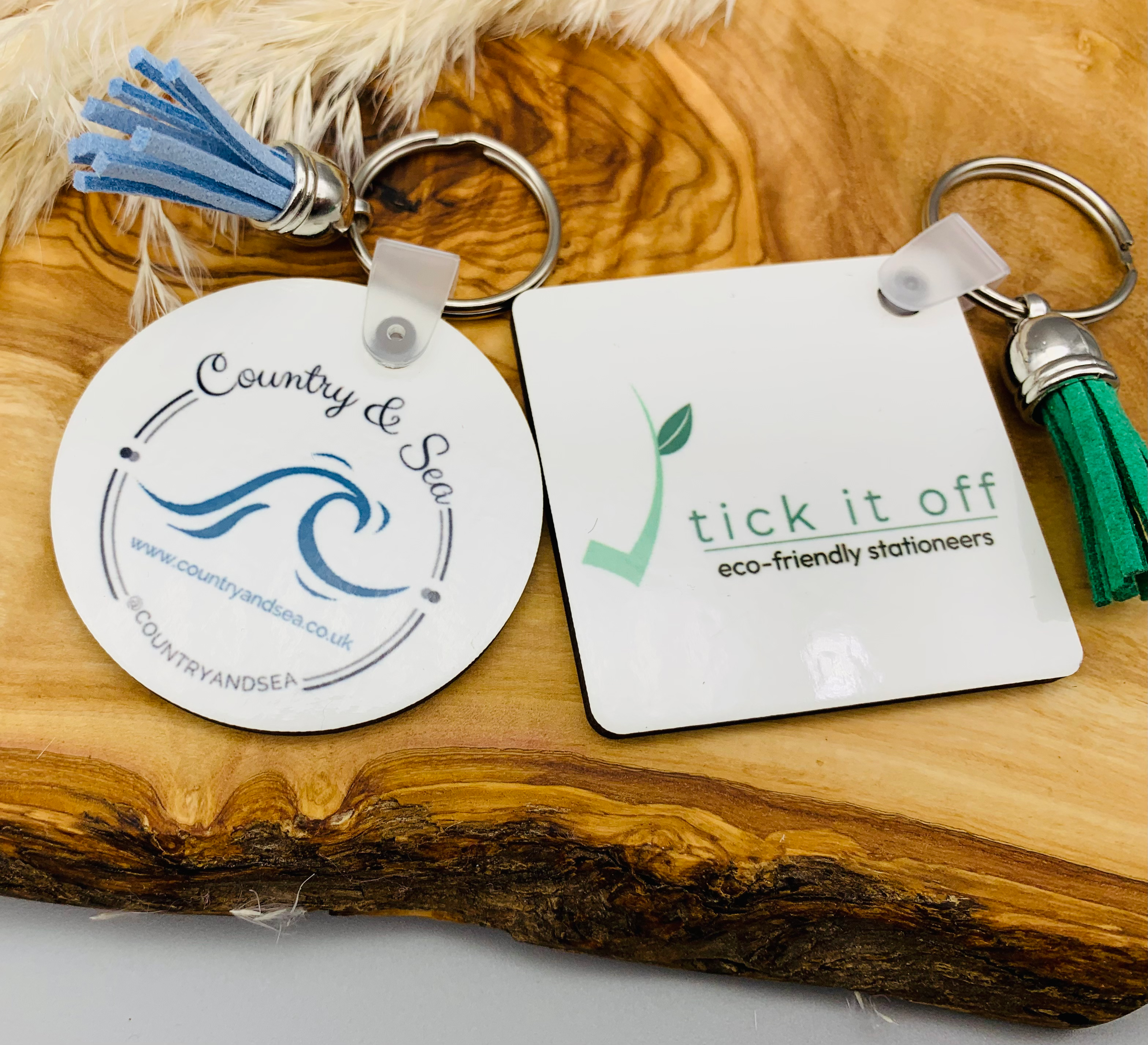 Custom / logo / qr code double sided printed keyrings