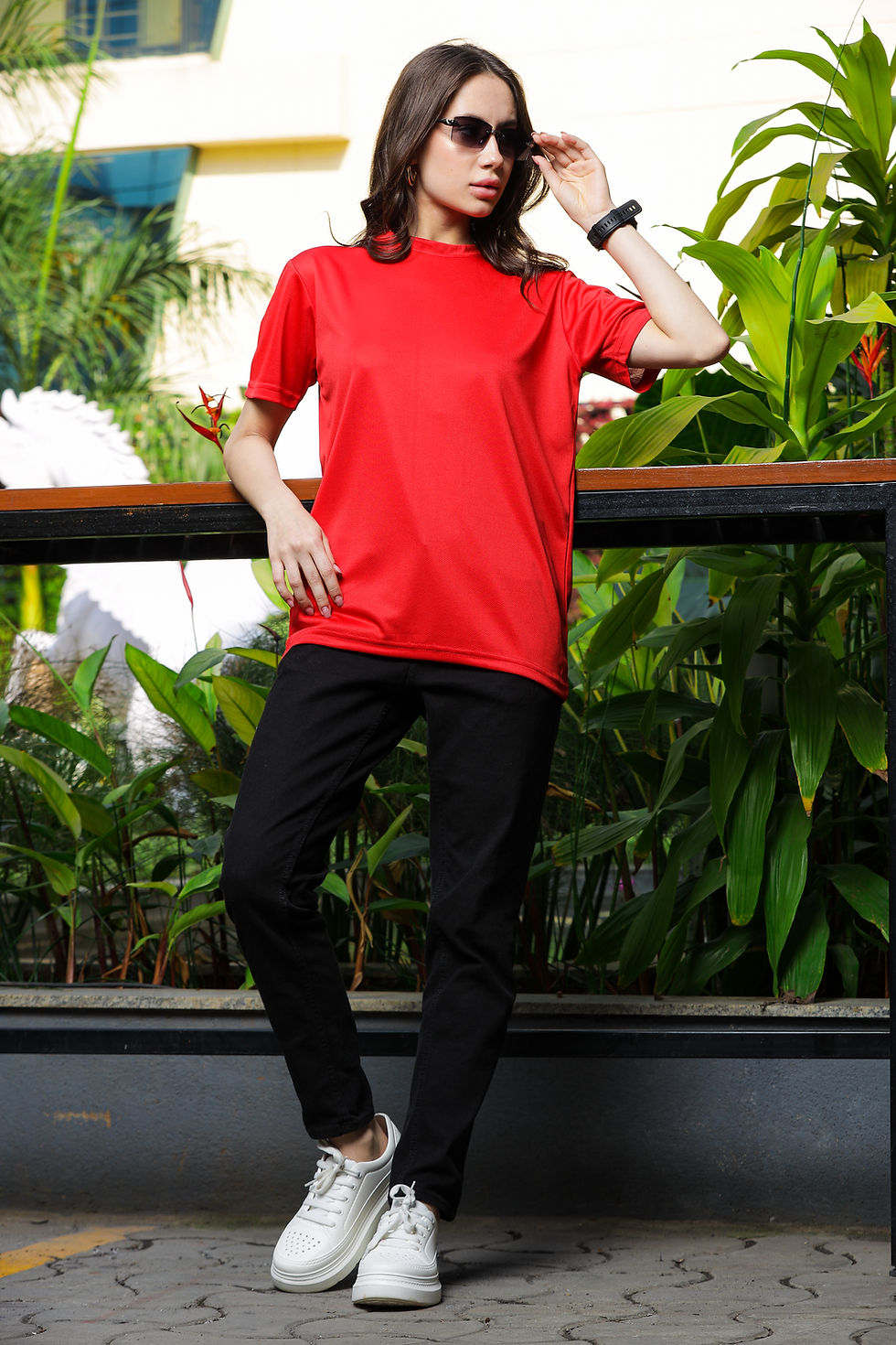 Thumbnail: Unisex Red Round Neck Recycled PET T-shirt | 100% Recycled
