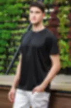 Thumbnail: Unisex Black Round Neck Recycled PET T-shirt