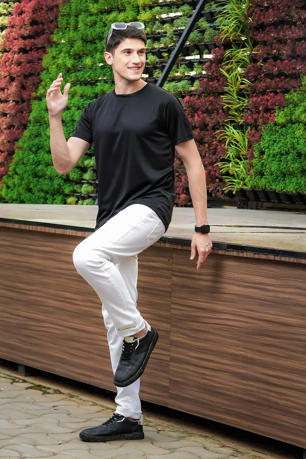 Thumbnail: Unisex Black Round Neck Recycled PET T-shirt
