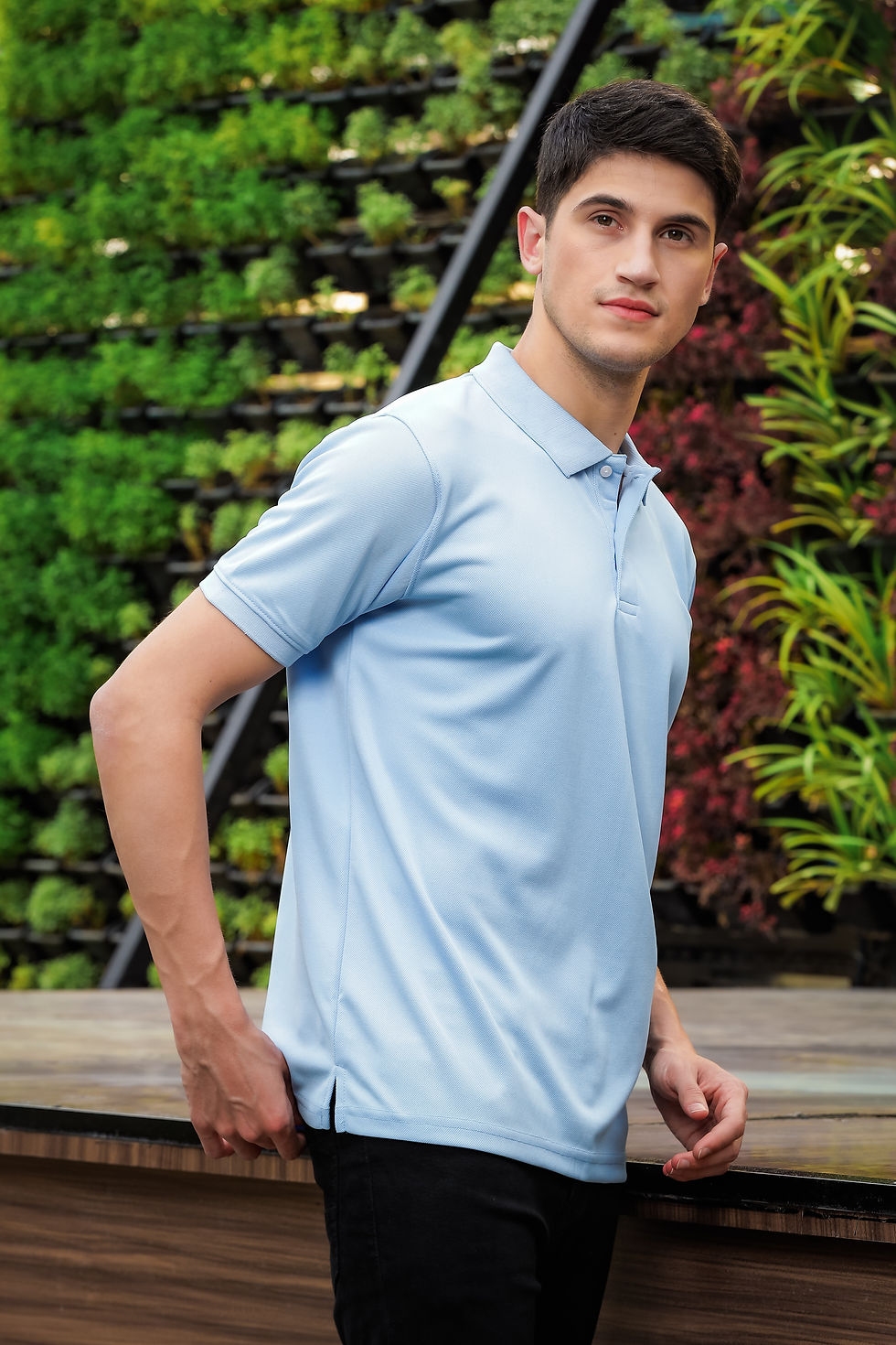 Thumbnail: Unisex Sky Blue Recycled PET Polo T-shirt