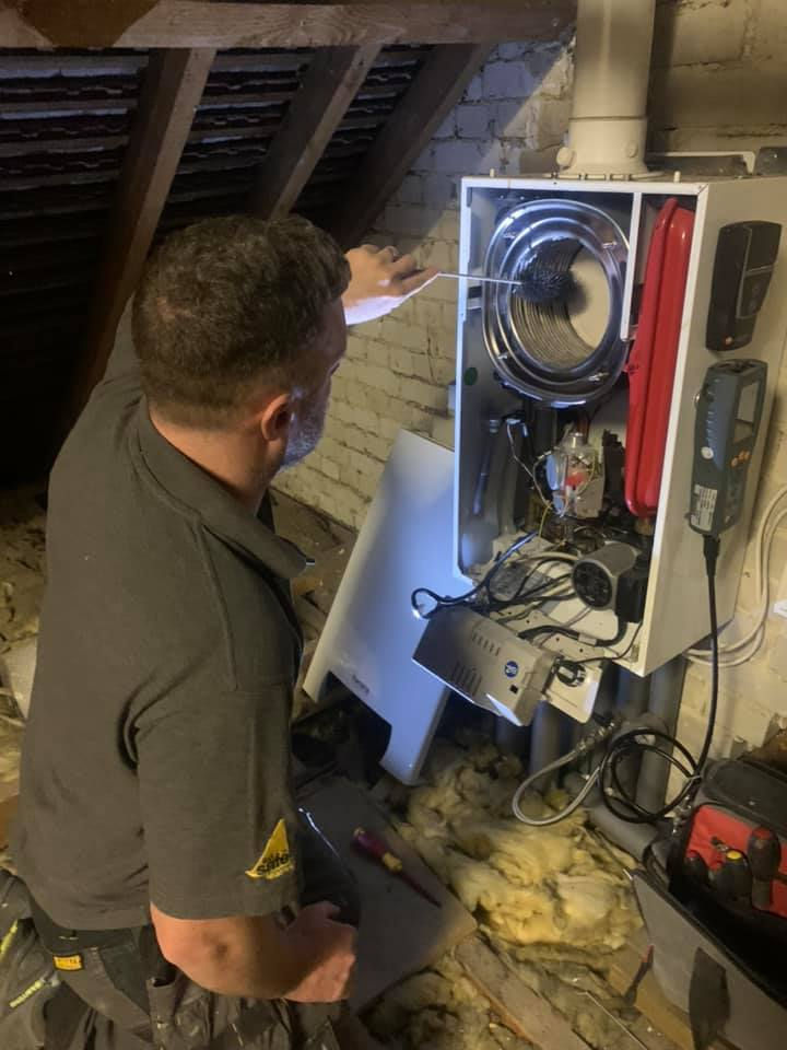 Working on boiler