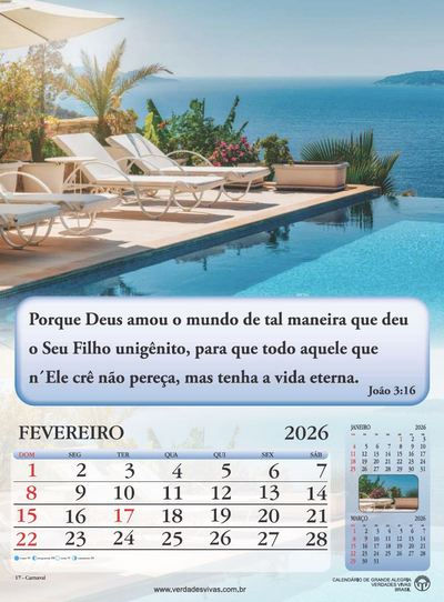 Miniatura: Calendário de Parede 2026 - 12 páginas (21x28cm)