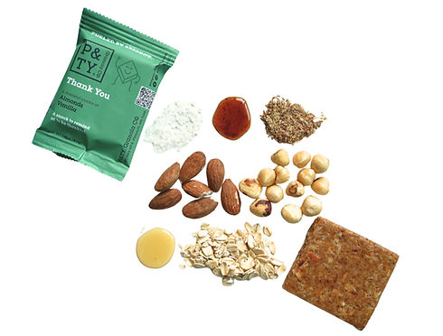 Thank You gluten-free granola bar by P&TY — dairy-free, sweetened with raw honey, made in Minnesota