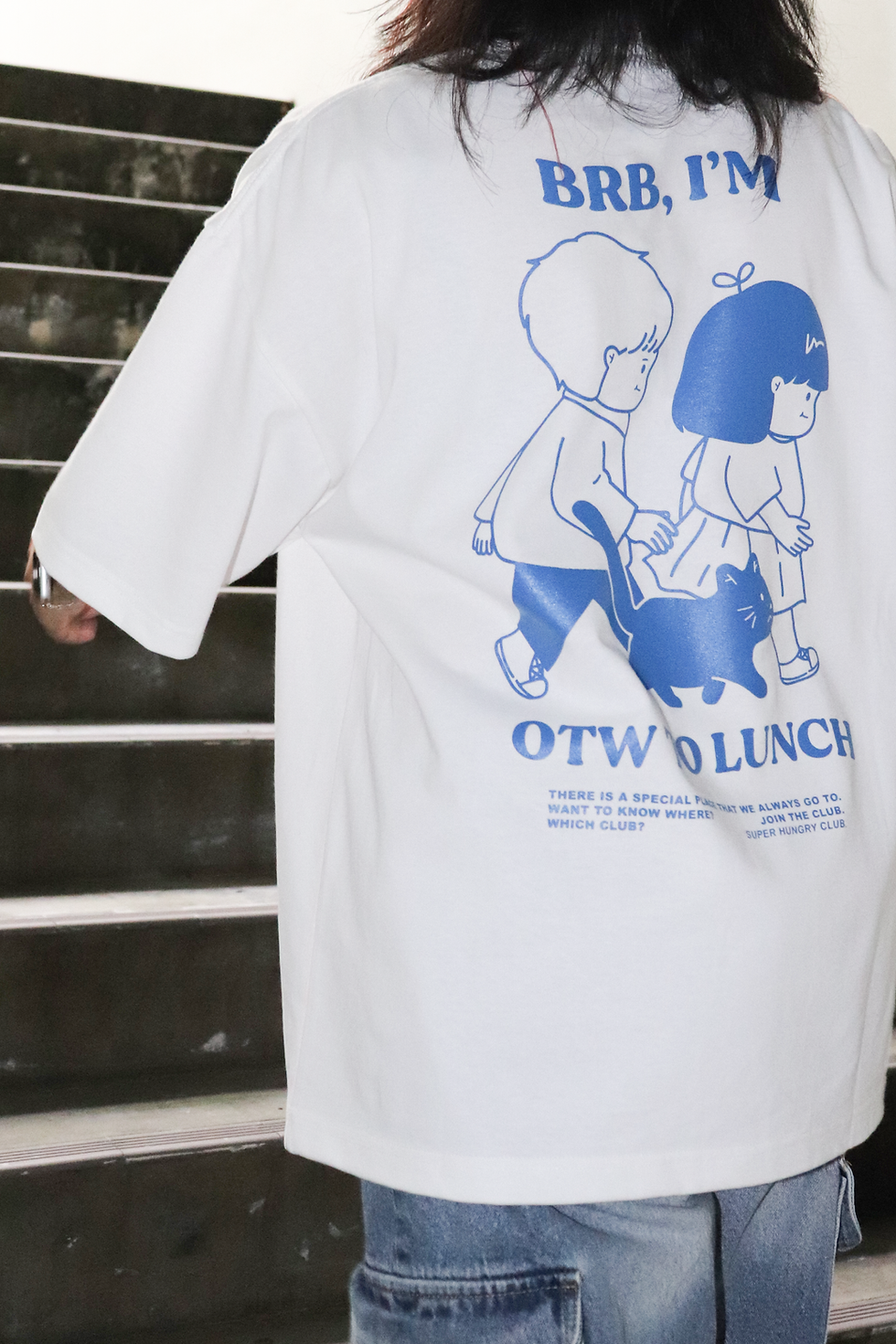 Thumbnail: [V2] Super Hungry Club Oversized Tshirt – White