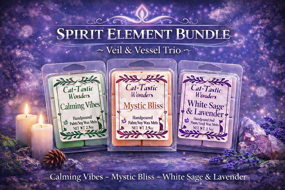 Thumbnail: Spirit Element Bundle Veil & Vessel Trio wax melts featuring Calming Vibes, Mystic Bliss and White Sage & Lavender clamshells