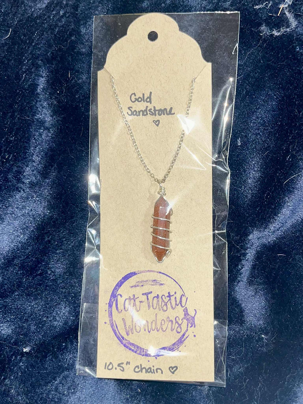 Gold Sandstone Pointed Gemstone with Wirewrapping by Cat-Tastic Wonders