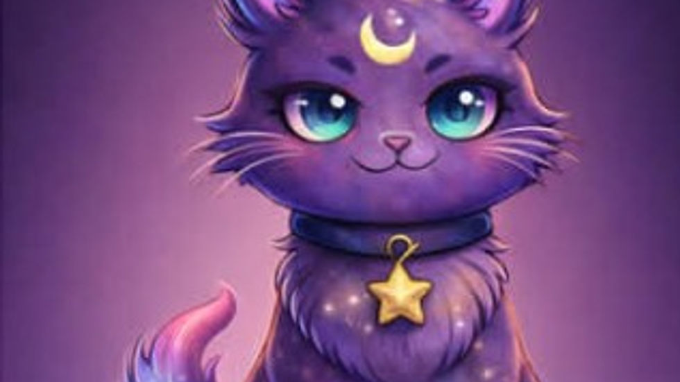 Lilli the celestial mascot and familiar of Cat-Tastic Wonders, also the operating mind behind the Magical Market of our shop.