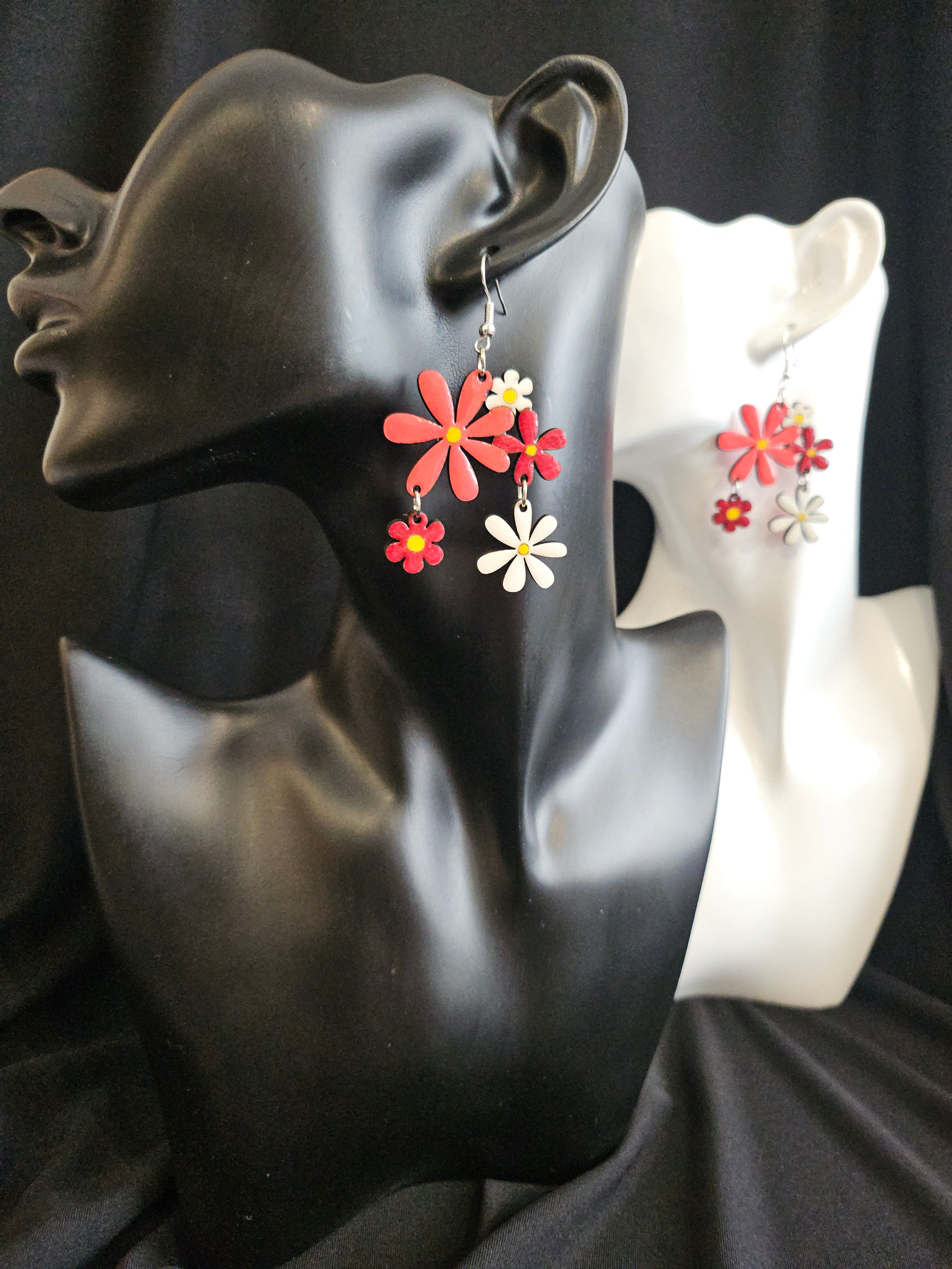 Leseni uhani viseče rože