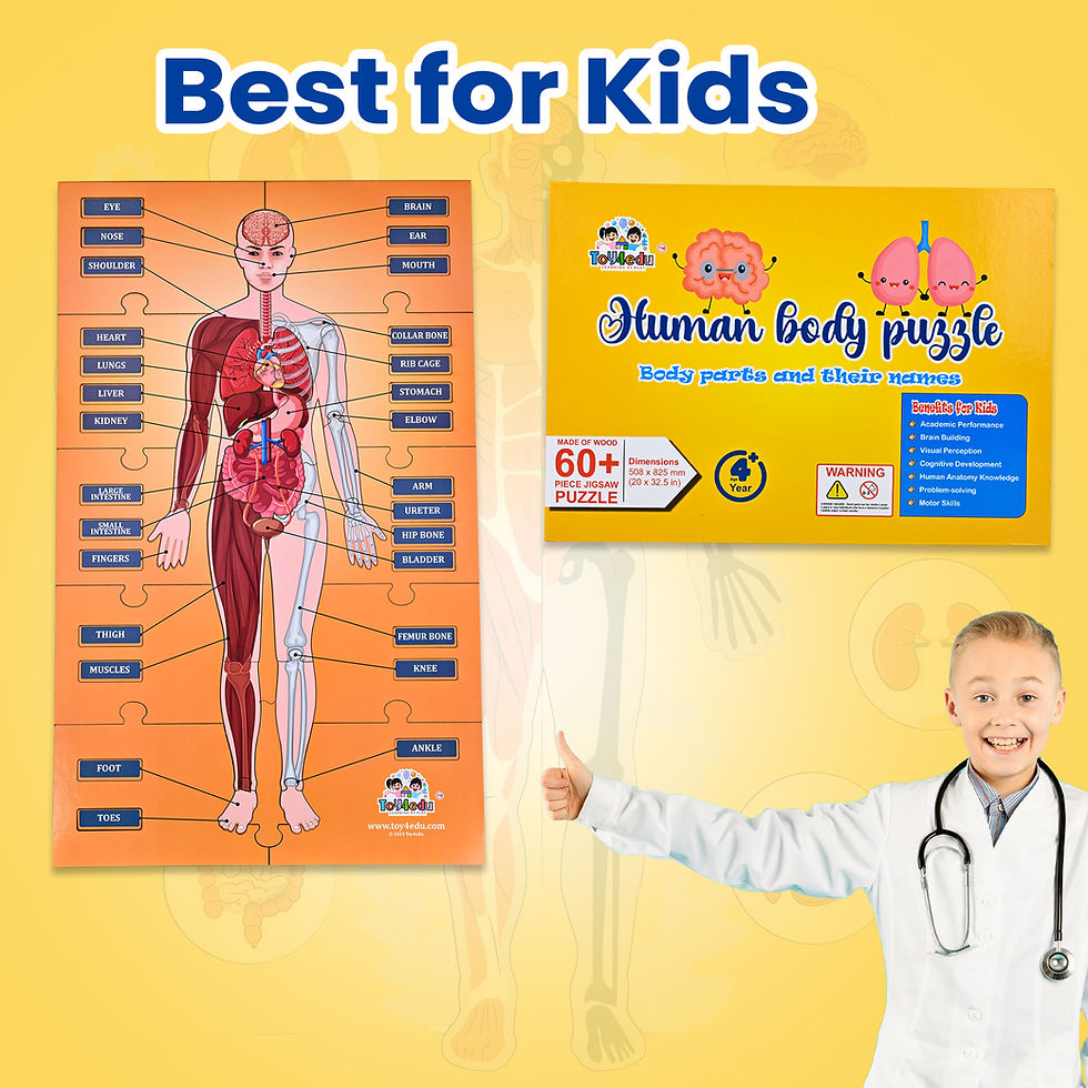 Thumbnail: Toy4Edu Human Body Parts Floor Puzzle for Kids - Large Wooden Educational Jigsaw with 60+ Pieces - Perfect STEM Toy Front