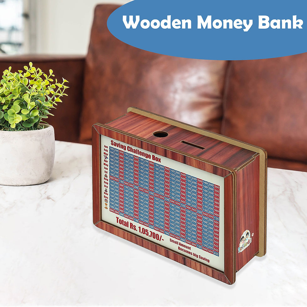 Thumbnail: Toy4Edu Wooden Piggy Bank – ₹1 Lakh Saving Challenge Box for Kids & Adults