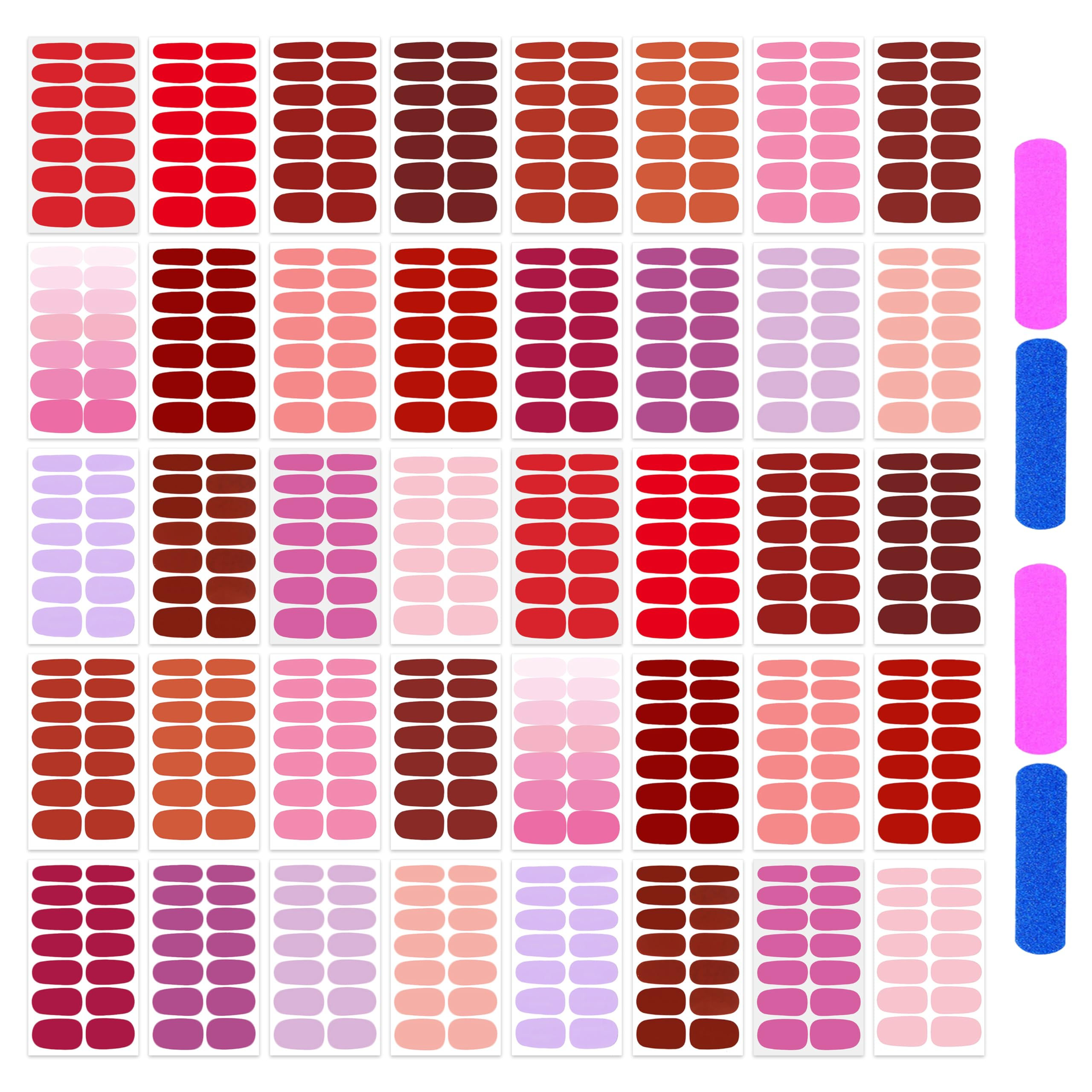 XEAOHESY Solid Color Nail Wraps – 40pcs Self-Adhesive Nail Strips