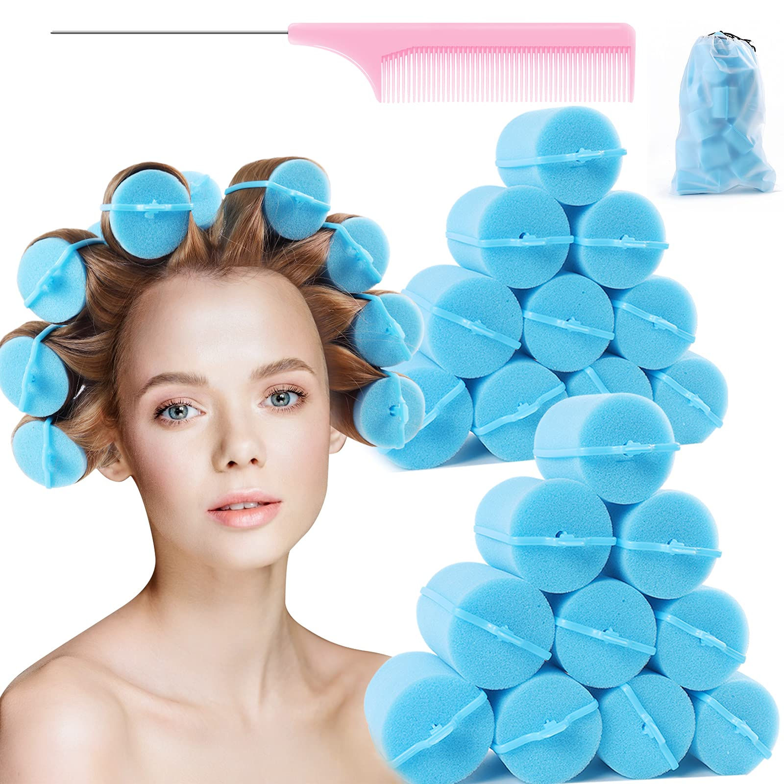 Jumbo Foam Hair Rollers for Sleeping (24 Pack)