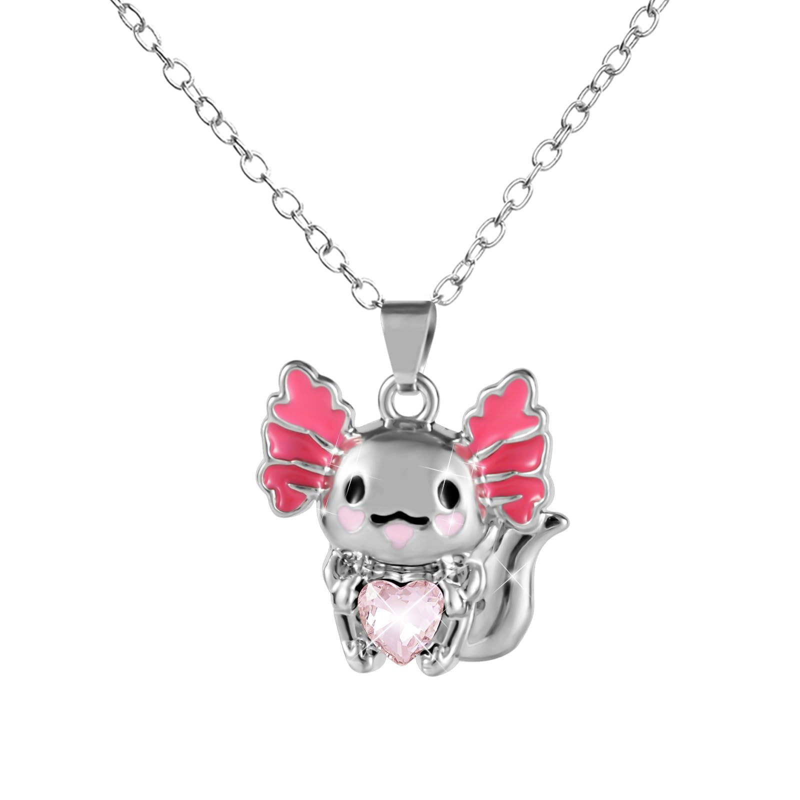 Axolotl Pendant Necklace for Women – Cute Crystal Animal Jewelry