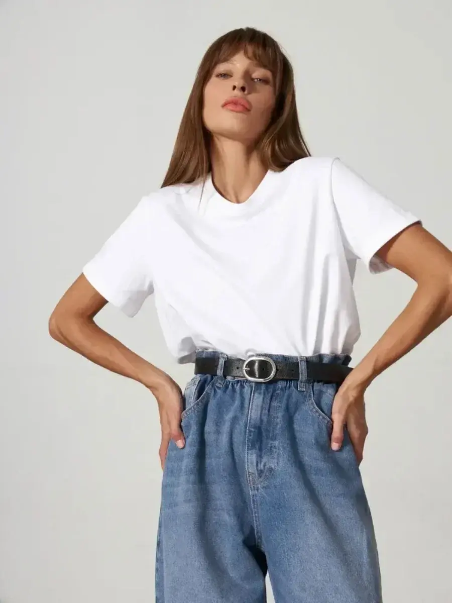 Thumbnail: Bornladies Summer 100% Cotton Women's T-shirt Bottoming Basic Fashionable Solid 