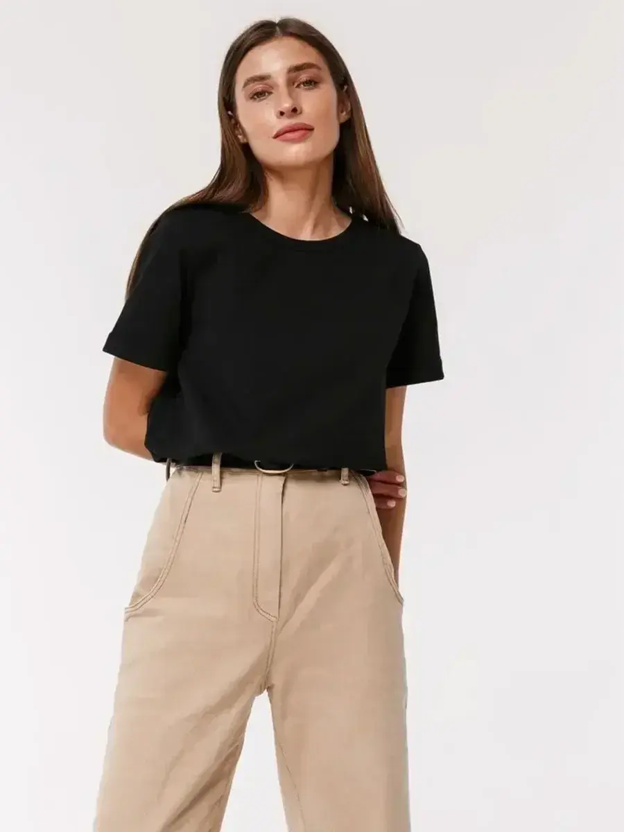 Thumbnail: Bornladies Summer 100% Cotton Women's T-shirt Bottoming Basic Fashionable Solid 