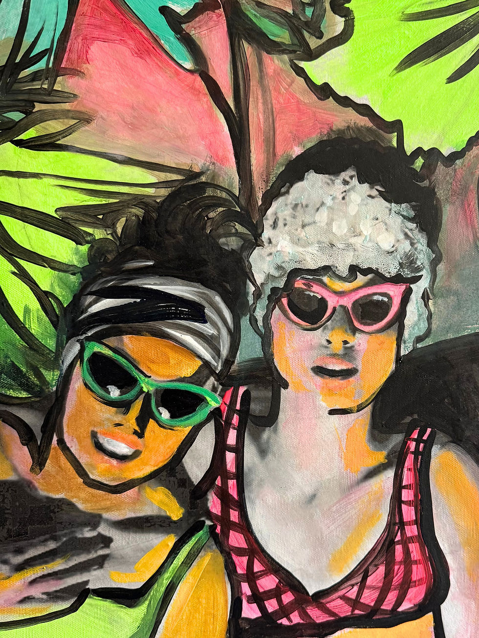 Thumbnail: Poolside (Shade IV) original art, acrylic on canvas, 36x24x1.5