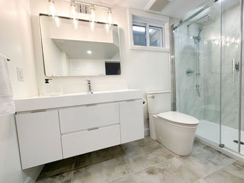 Light bathroom in the basement