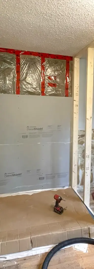 Shower wall framing and tile backer board panels