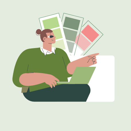 infographic designer with computer