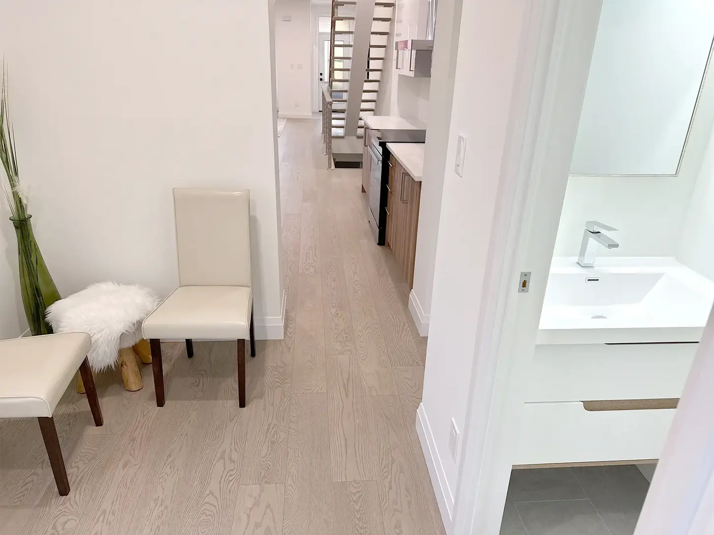 Completed first floor powder room entrance