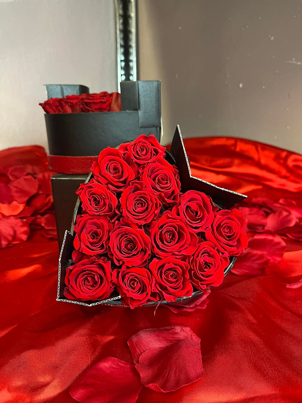 Miniatura: Heart Flower box - rosso