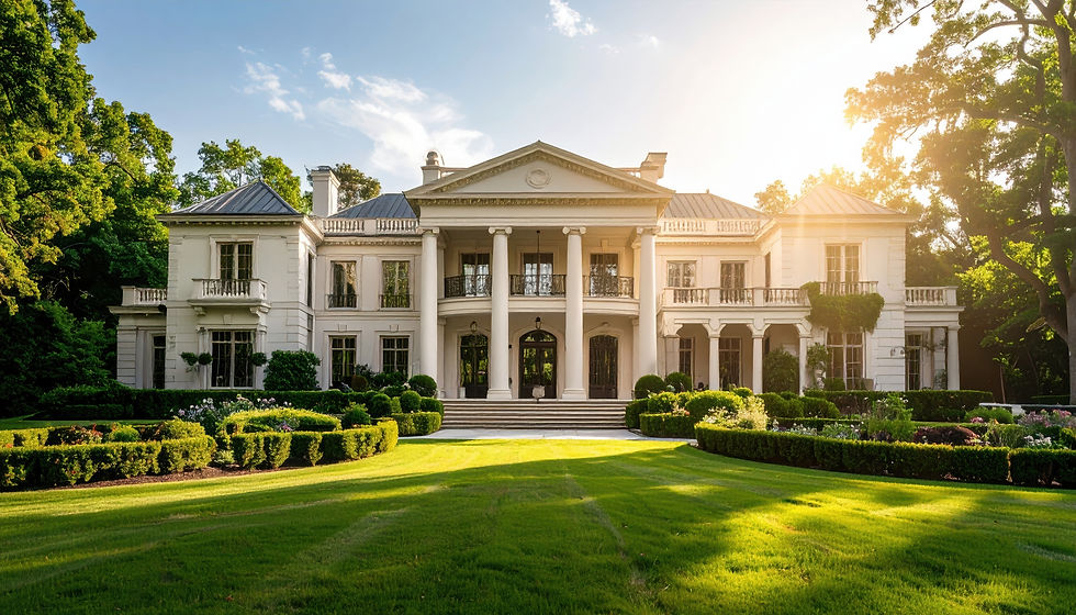 Luxury private estate with manicured grounds representing a residence supported by professional Domestic Couple staffing.