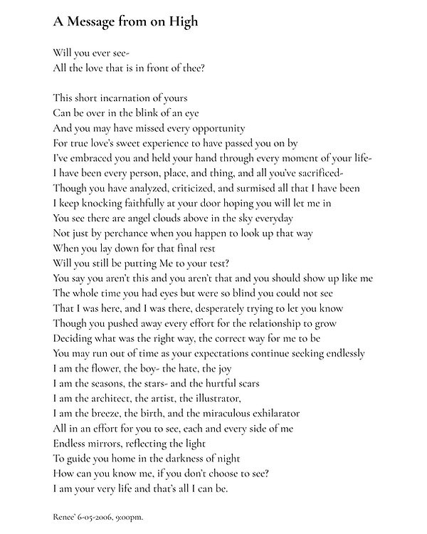 Message from on high. Renee L Mulcahy 