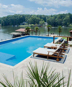 Relaxing by the pool after the lake