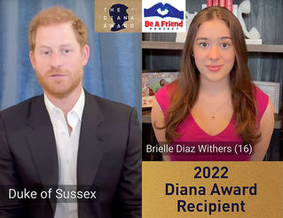 BAFP Teen, Brielle Diaz Withers (16) Receives World’s Most Prestigious Humanitarian Award for Youths