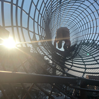man climbing on a jungle gym 