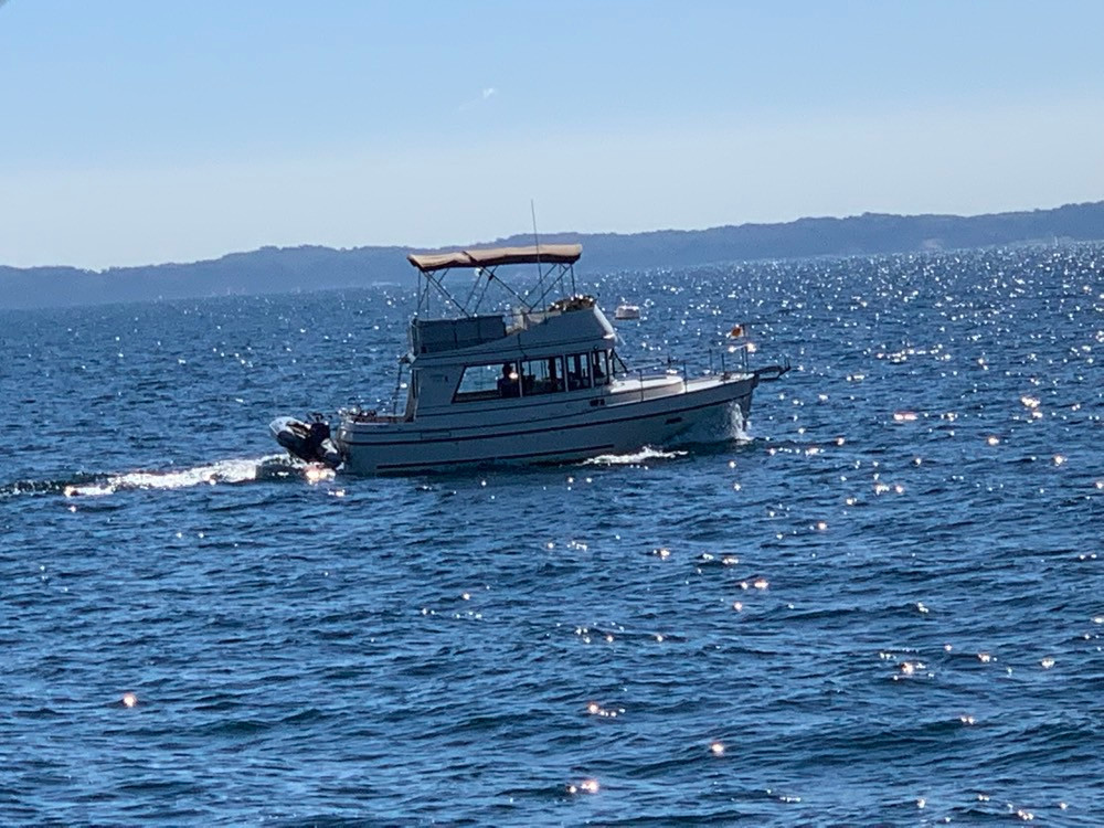 perfect great loop boat Camano 31 trawler on the water