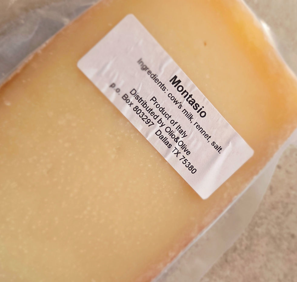 Package of Montasio cheese from Olio&Olive in Dallas, TX