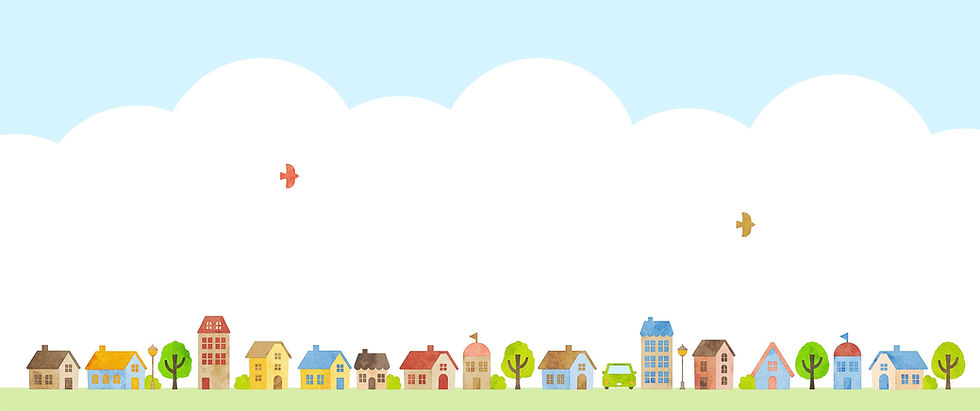 かかりつけ医のある街並みのイラスト
