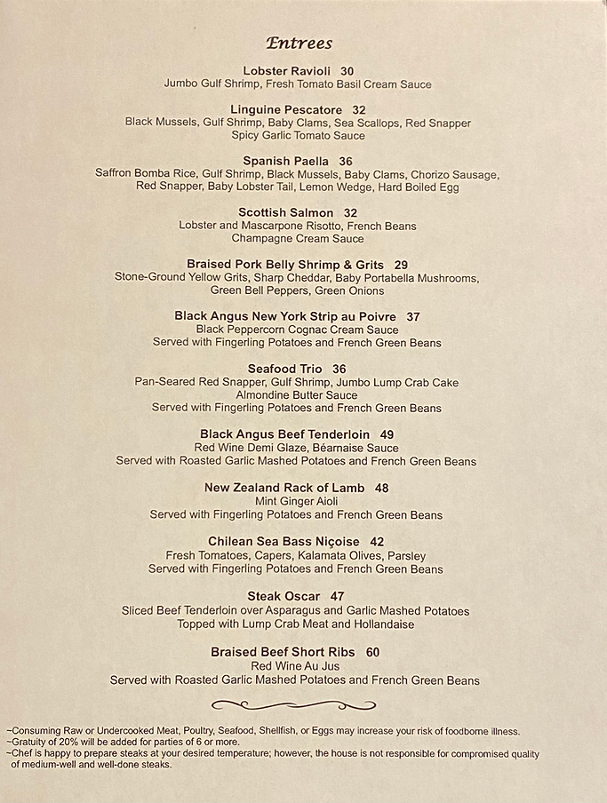 Menu | The Back Burner